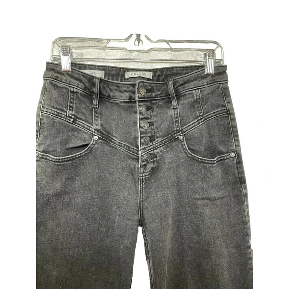 Vigoss Dylan Wide Leg Jeans High Rise Button Fly Women 29 Raw Hem Gothic Grunge - Picture 2 of 9